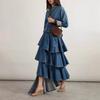 Womens Denim Two-Piece Set Loose Shirt With Raglan Sleeve Asymmetrical Hem Skirt Streetwear Fall 2025