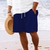 Pantaloncini in cotone e lino con tasche multiple, coulisse, pantaloni da spiaggia a righe da uomo, pantaloncini da uomo
