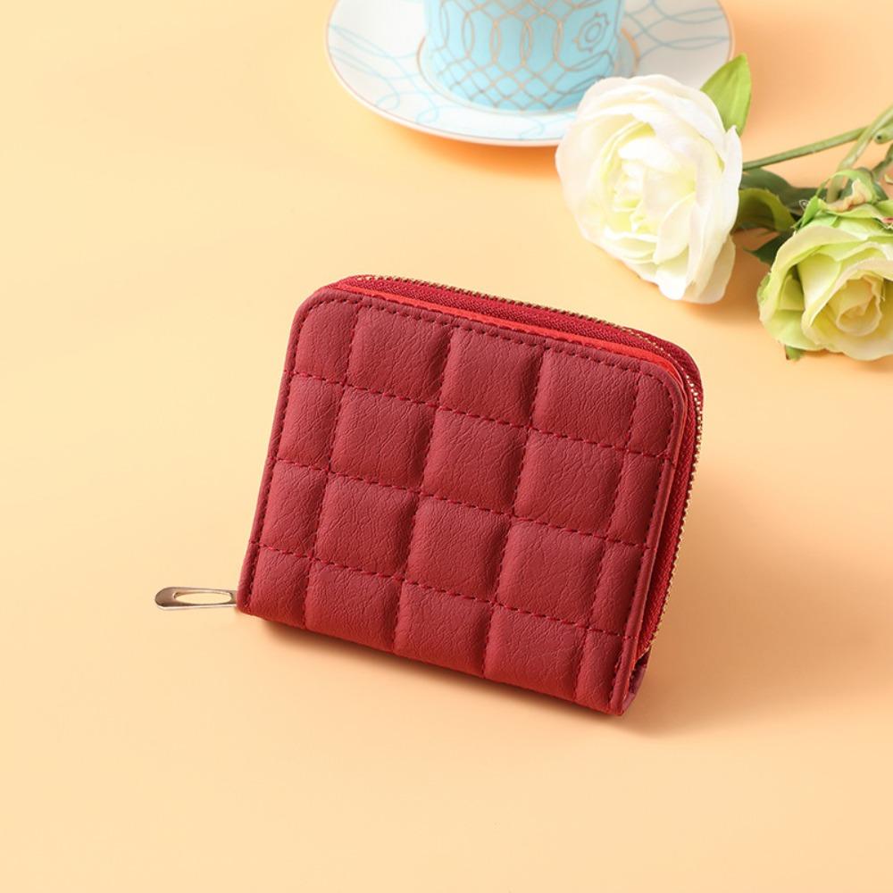 Fashion PVC Nylon Women Short Wallet Zipper Design Solid Color Coin Purse Large Capacity Card Bag Holder Women Men