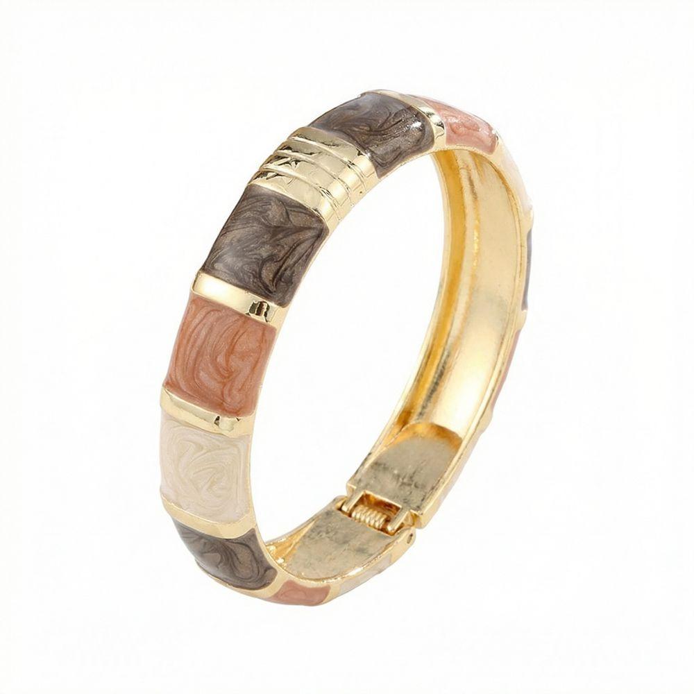 Vintage Bohemian Drip Oil Bracelet Elegant Geometric Bracelet Enamel Cuff Bangles  Beach Style J
