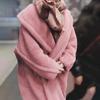 Women Outwear Long Sleeve Lamb Hair Lapel Warm Coat Plush Jacket Overcoat
