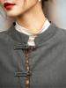 Johnature Women Chinese Style Linen Parkas Stand Long Sleeve Button Solid Color Coats Winter Vintage Warm Parkas Women
