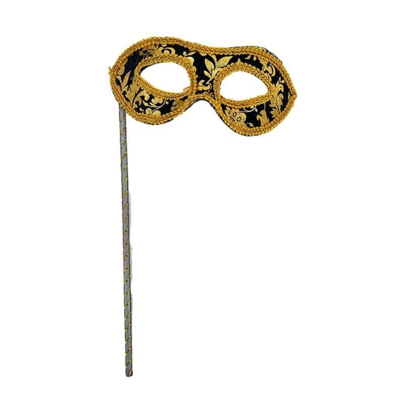 

Half Face Mask Handheld Party Mask Halloween Costume Carnival Mask Role Play Cosplay Essential for Themed Parties чорний
