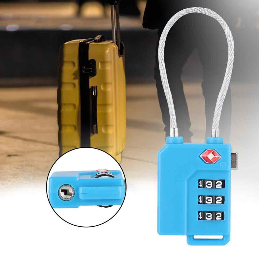 3-Digit Password TSA Steel Wire Lock Customs Lock for Travel Suitcase Luggage(Black)
