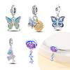 Plated 925 Silver Colorful Butterfly Charms Fit 925 Charms Bracelet Beads Jewelry Gifts for Women