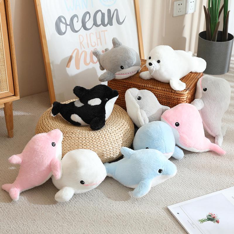 Adorable Dolphin & Orca Plush Ocean Animals - Stuffed Shark & Seal Doll for Children, Perfect Birthday Gift