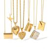 Stainless Steel Book-Shaped Pendant Necklace With Heart Clasp Women Ins Style Minimalist Locket Chain Jewelry