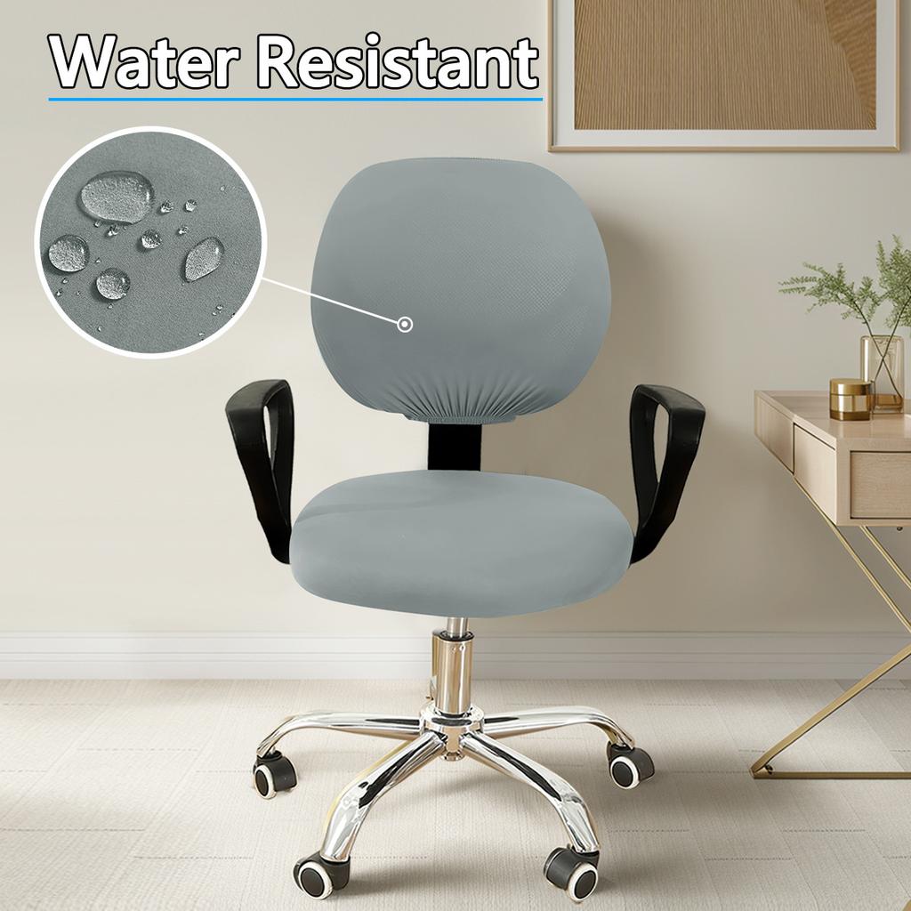 1set Milk Fiber Office Desk Chair Cover 2-Piece Stretch Elastic Computer Chair Slipcover Proof Dustproof Chair Protector
