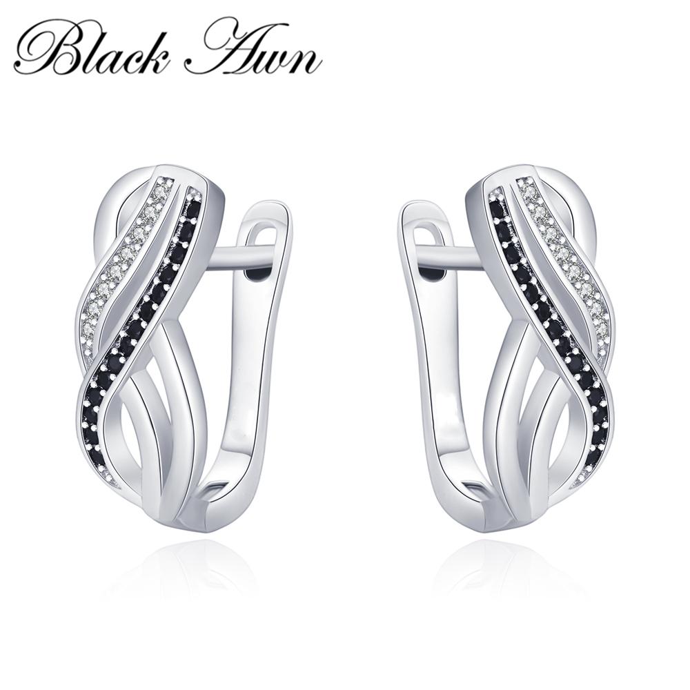 

BLACK AWN Женские черные серьги-кольца