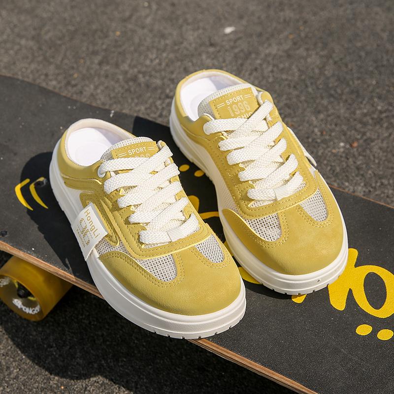 Fashion CRLAYDK Summer Women's Footbed Comfortable Slip On Mules Mesh Slippers Ladies Backless Slide Loafers Walking Casual Flats Shoes