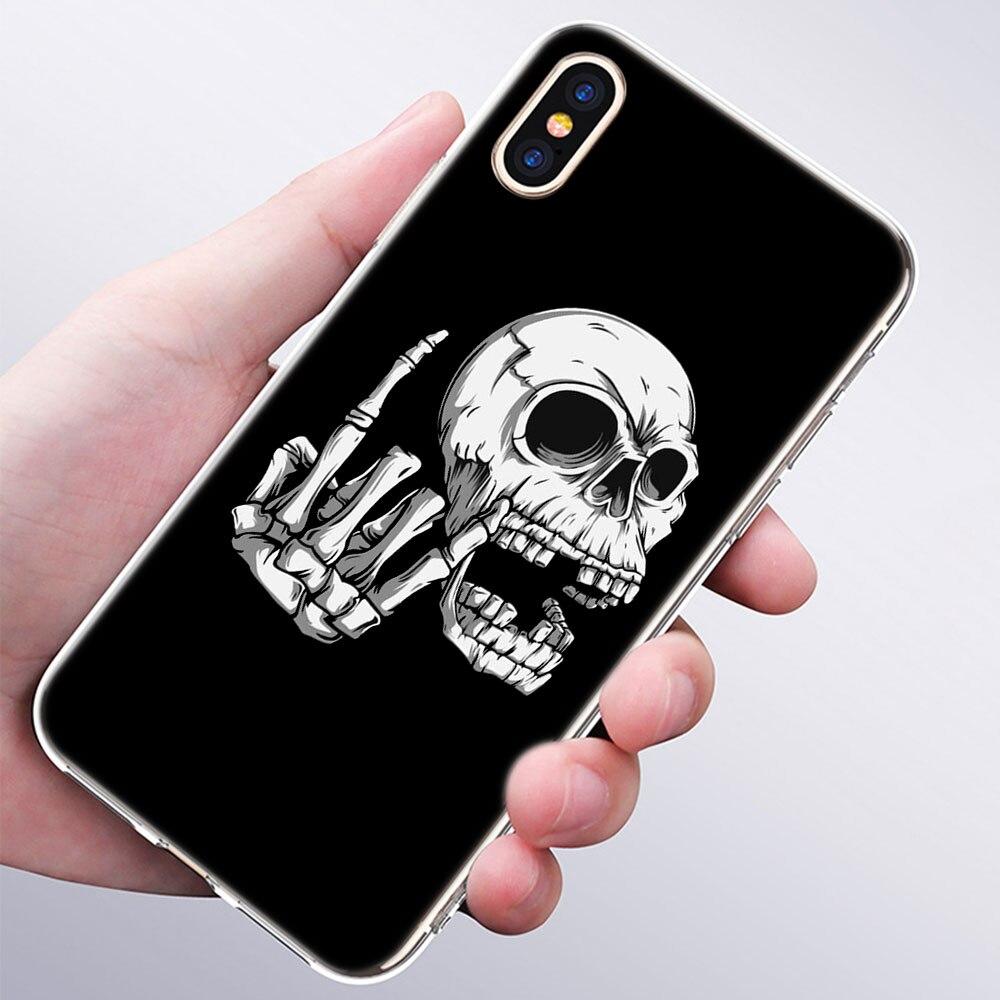 luxury Soft Silicone Phone Case Rock roll skull for Apple iPhone 11 Pro XS Max X XR 6 6S 7 8 Plus 5 5S SE Fashion Cover