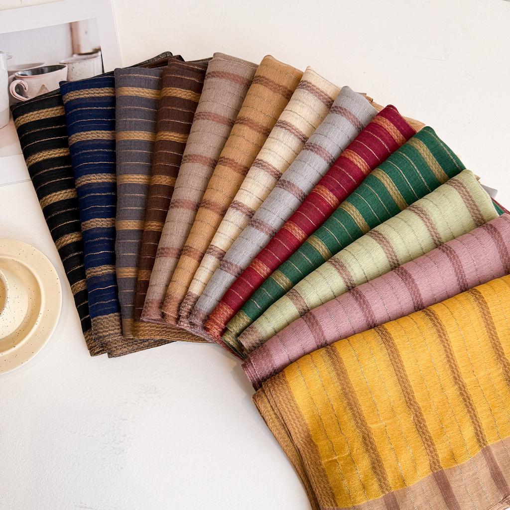 Brand Women Silk Scarf Female Stripe Foulard Femme Pashmina Shawls And Wrap Big Size Scaves Beach Towel Bandana Muslim Hijab