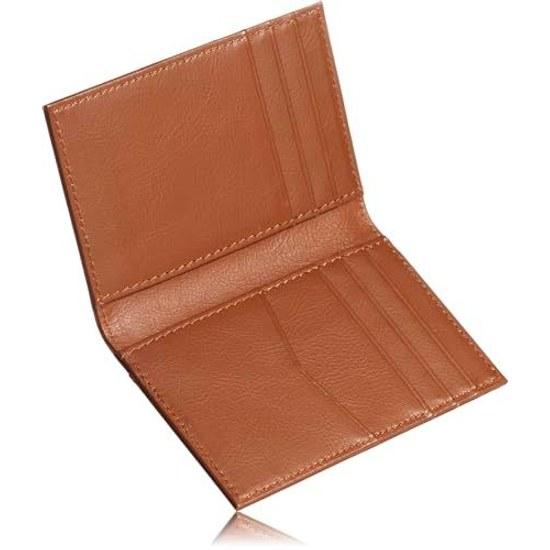 LEAGOO Credit Card Case Himeji Leather Japanese Craftsmanship Slim Genuine Holder Men Women Bi-fold Compact (Camel)