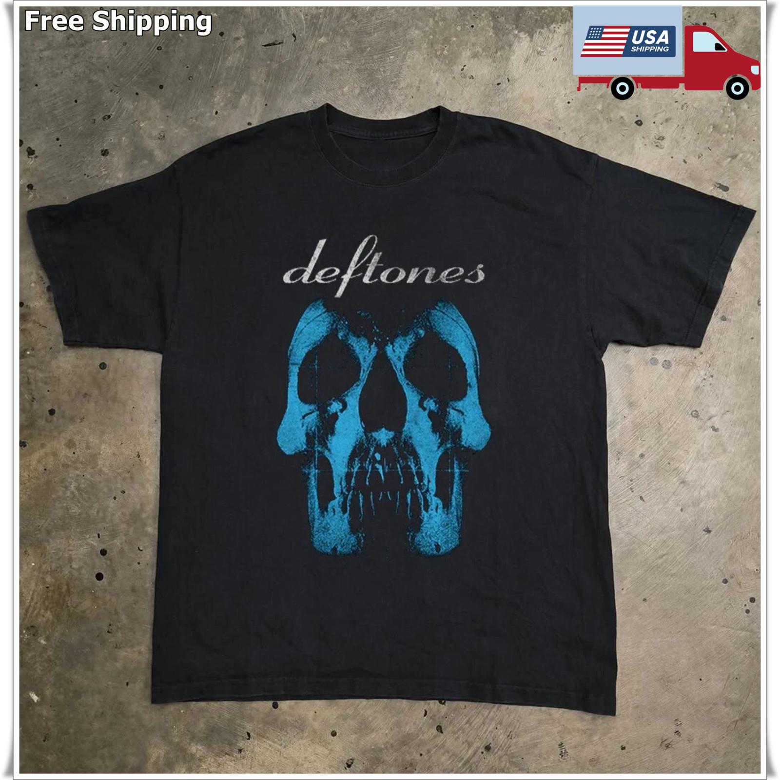 HOT! Deftones Blue Skull T-Shirt, Unisex Black Cotton T-shirt, Size S-5XL S