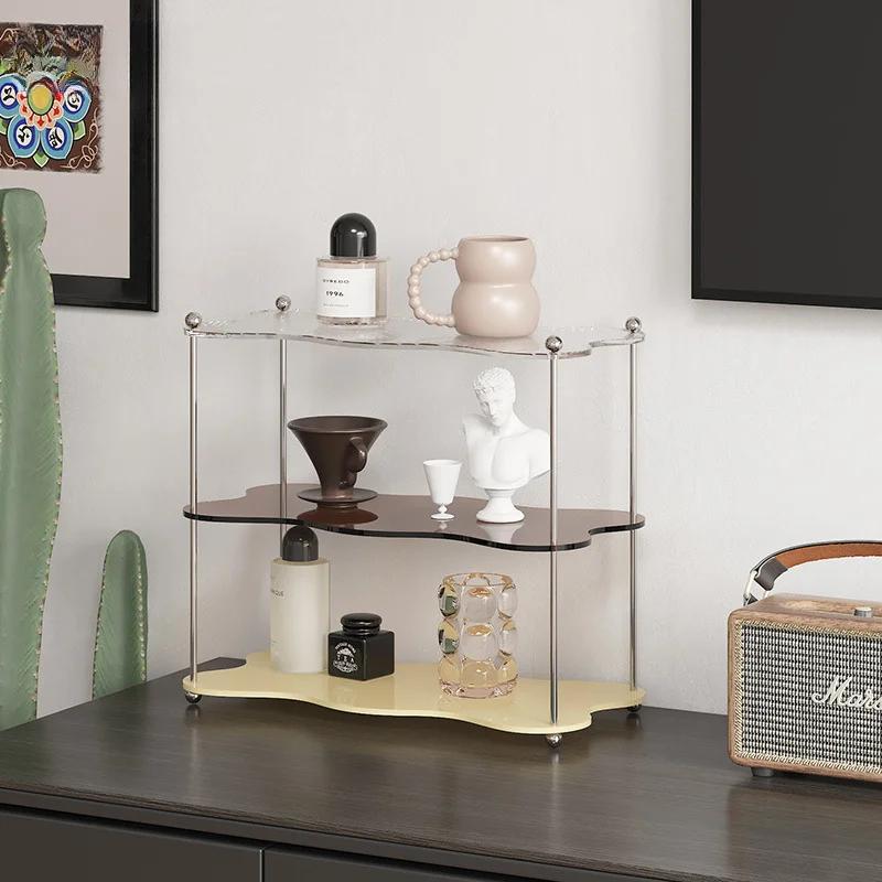 2/3layer Acrylic Storage Rack Bathroom Organizer Makeup Organizer Decorative Tray Perfume Display Rack Storage Organizer Shelf