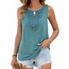 Spring Summer New Solid Color V-Neck Lace Trim Loose Sleeveless Vest T-Shirt Top for Amazon Cross-border Europe USA