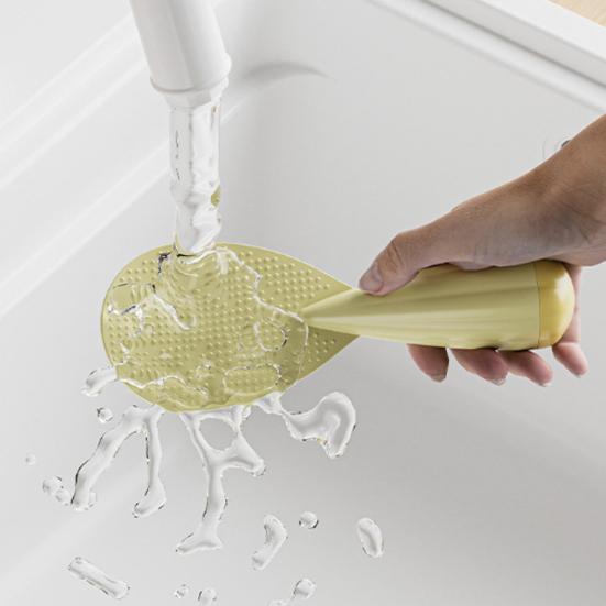 Non-Stick Standing Rice Spoon with Weighted Bottom Plastic Rice Ladle Heat-Resistant Scratch-Free Space-Saving Kitchen Gadget