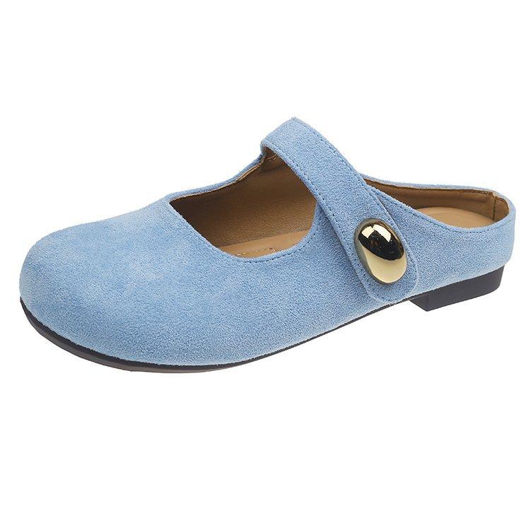 Baotou half slippers women wear flat bottom pregnant women lazy one pedal summer 2025 new skirt Muller cool slippers