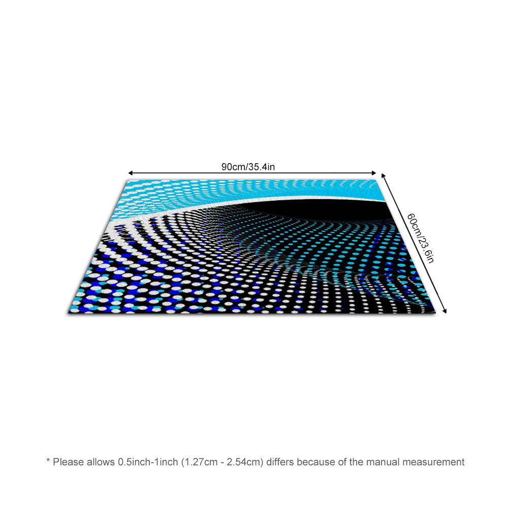 Tuniu Optical Illusion Blue Black Rug, Modern Abstract Carpet, Non-Slip Home Decor Floor Mat
