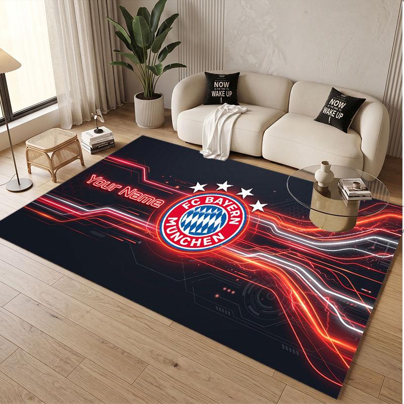 Custom Rug Bayern Munich Pattern Print Name Text Soft Non‑Slip Floor Carpet for Home Indoor Decoration