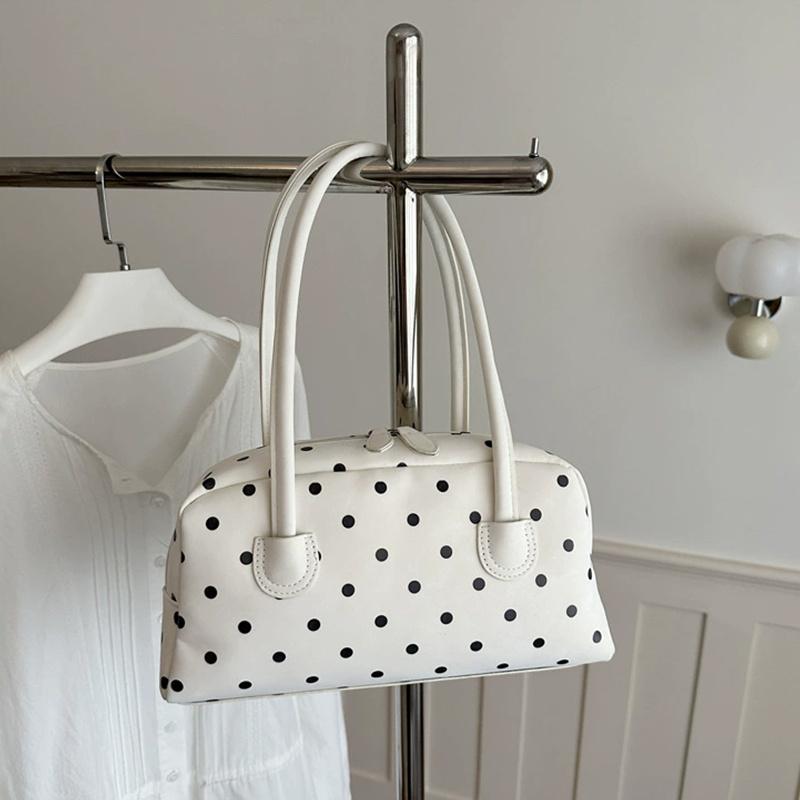 Yogodlns New Large Capacity Shoulder Bags Zipper Polka Dot Bowling Underarm Bags For Women Minimalist Shopper Handbag