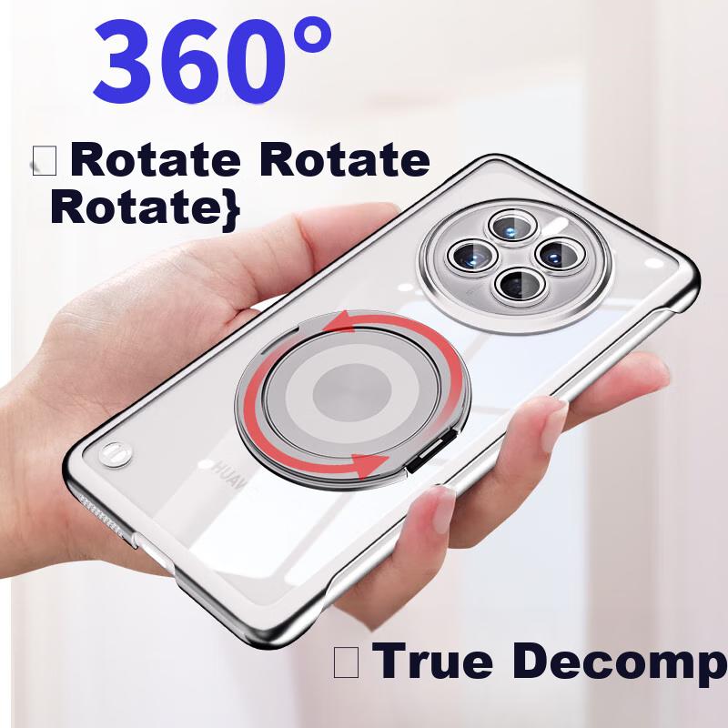 Decompression Magnetic StandPhone Case Huawei Mate50 Pro, MATE50 Pro Electroplated Borderless Ultra-Thin Simple Rotating Pivot Case, Elegant Silver