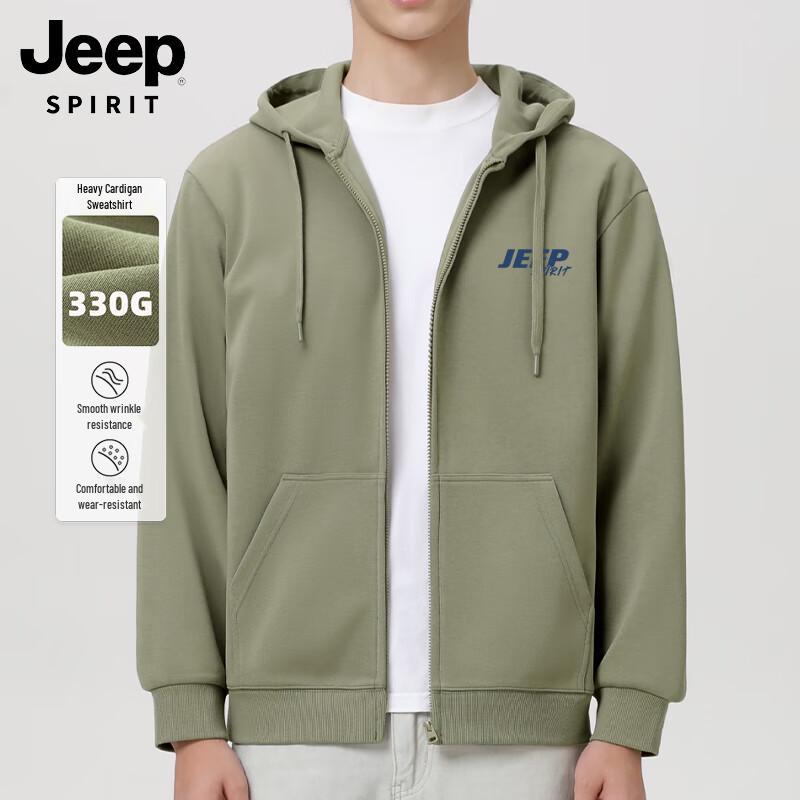 

JEEP SPIRIT Men s Heavyweight 330G Loose Hooded Cardigan Jacket 2XL