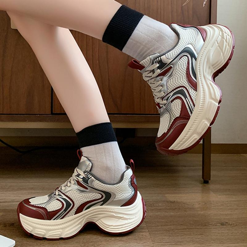 New Women Vintage Sneakers Casual Outdoor Personalized Design Shoes Comfortable Lace Up Platform Running Sneakers Sports Shoes