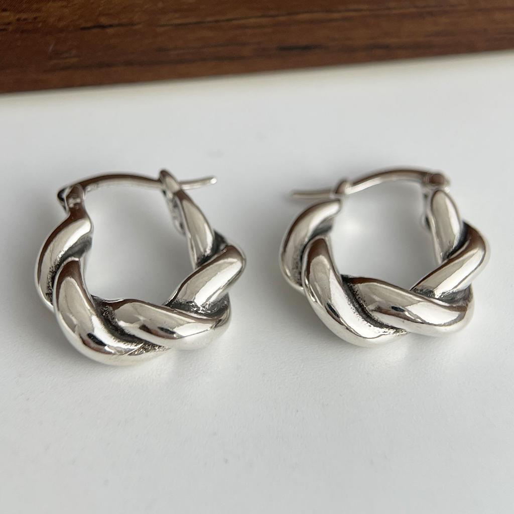 925 Sterling Silver Earrings For Women Trendy Vintage Twist Earring Jewelry Prevent Allergy Party Accessories Gift