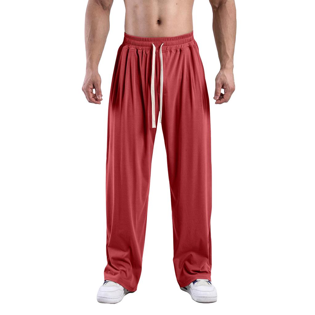 Men's Solid Color Wide-Leg Trousers Men's Casual And Stylish Sweatpants