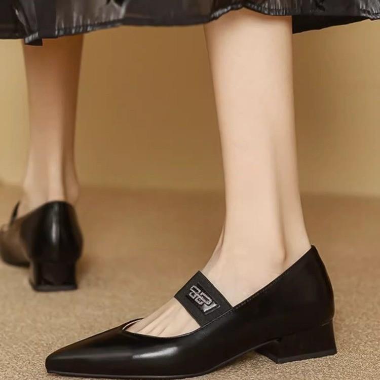 

2025 весна и лето новые туфли Мэри Джейн на толстом каблуке мягкие кожаные туфли с неглубоким горлом простые женские туфли на низком каблуке женские туфли прилив 39