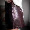 In Stock 2025 Women's Crocodile Pattern PU Mini Skirt, EU Size, Slim Fit, Elastic Leather Skirt.
