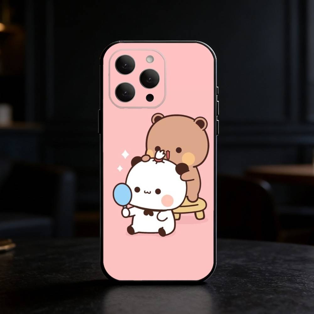 Cute BuBu DuDu Phone Case For iPhone 17,16,15,14,13,12,11 Plus,Pro,Max,Mini Silicone black Soft Cover