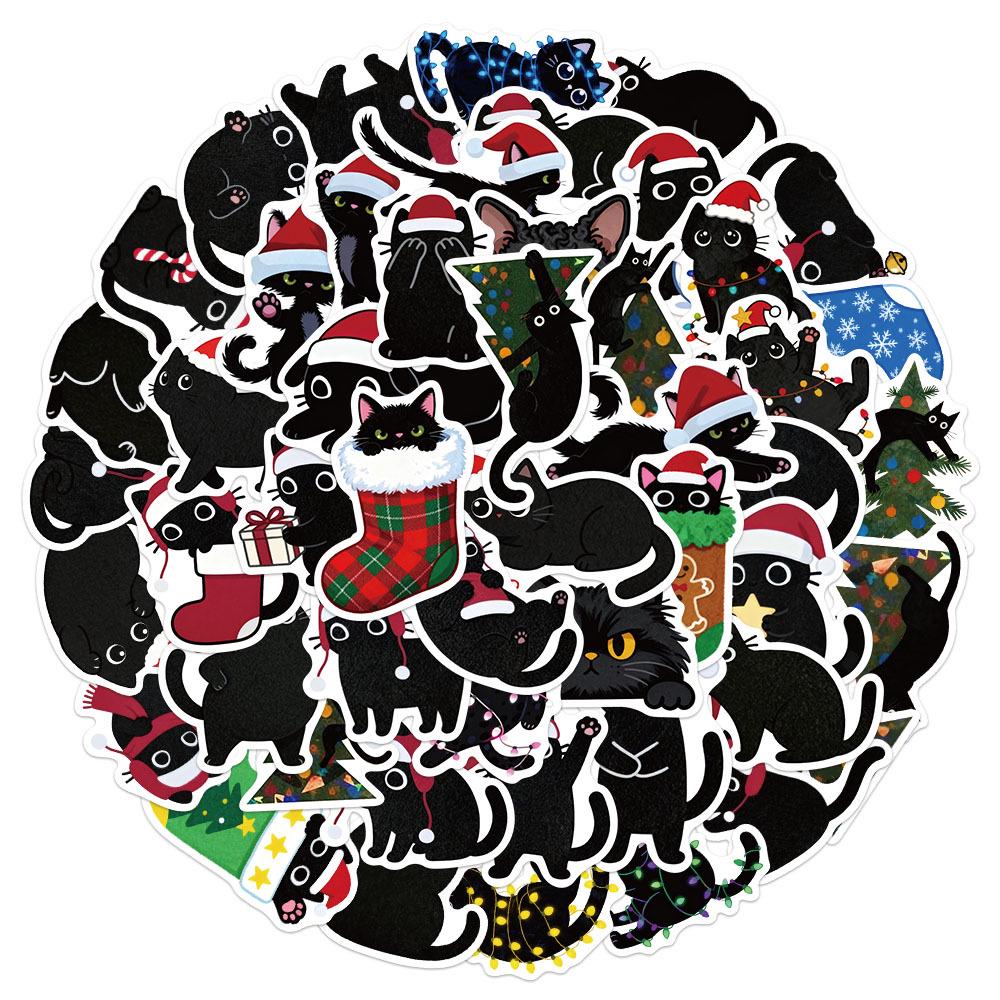 50 Black Cat Cartoon Stickers for Phone, Computer, Journal, Desktop, and DIY Decor