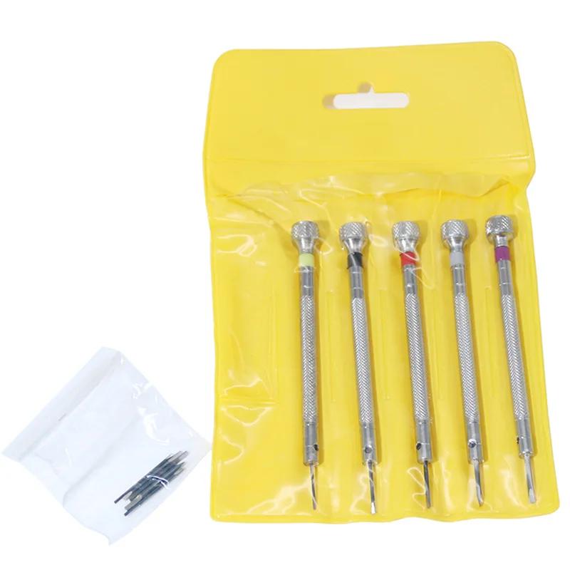 5pcs/set Steel Precision Screwdriver Phone Watch Slotted Flat Blade Repair Tools Portable Watch Tools Kit for Band Removal