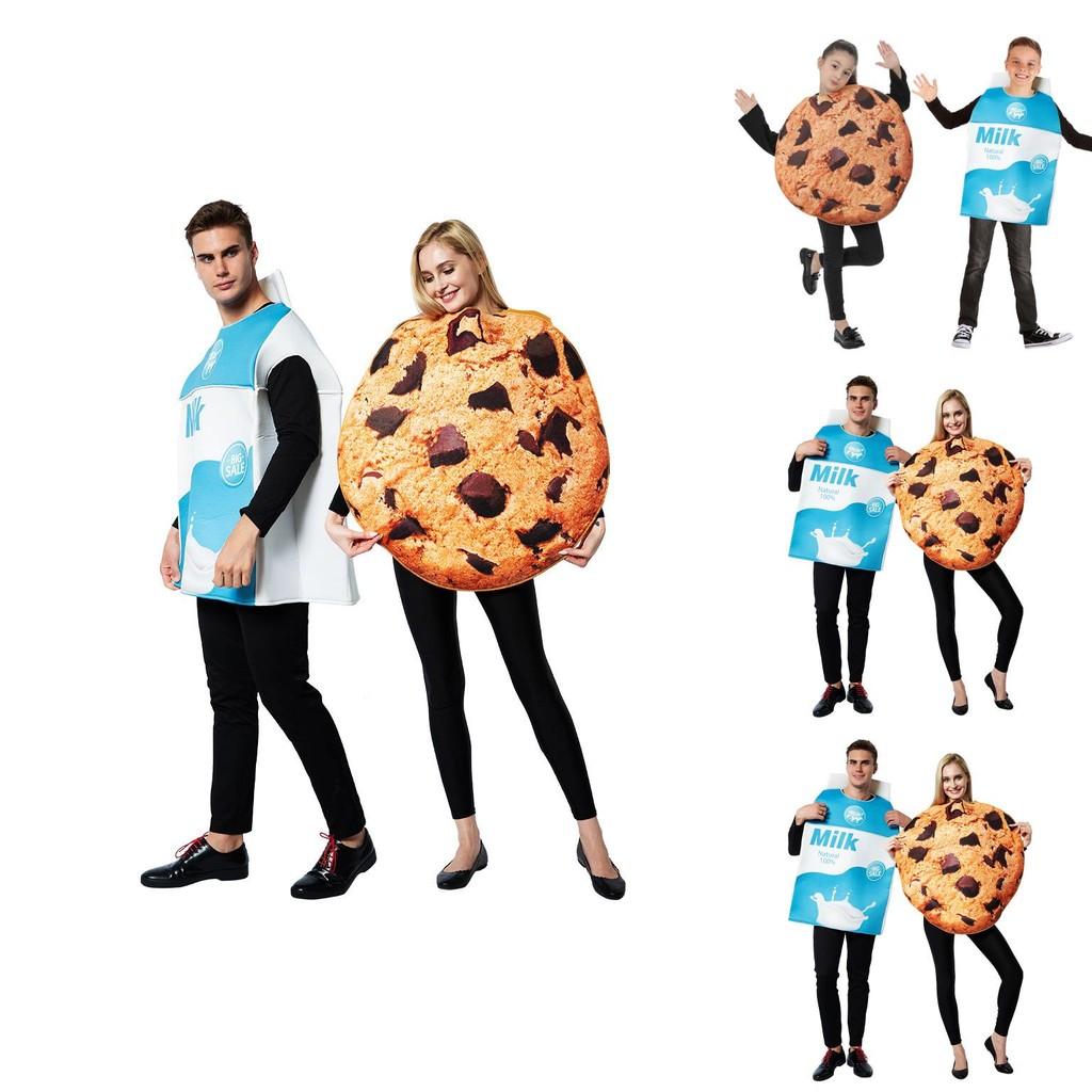 Halloween Couple Costume Milk Cookie Pair Set For Stage Performances And Party Decor