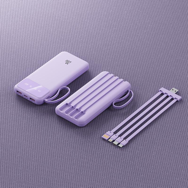20000mAh Portable Power Bank with Built-in Cable Large Capacity Fast Charging Mobile Power Bank