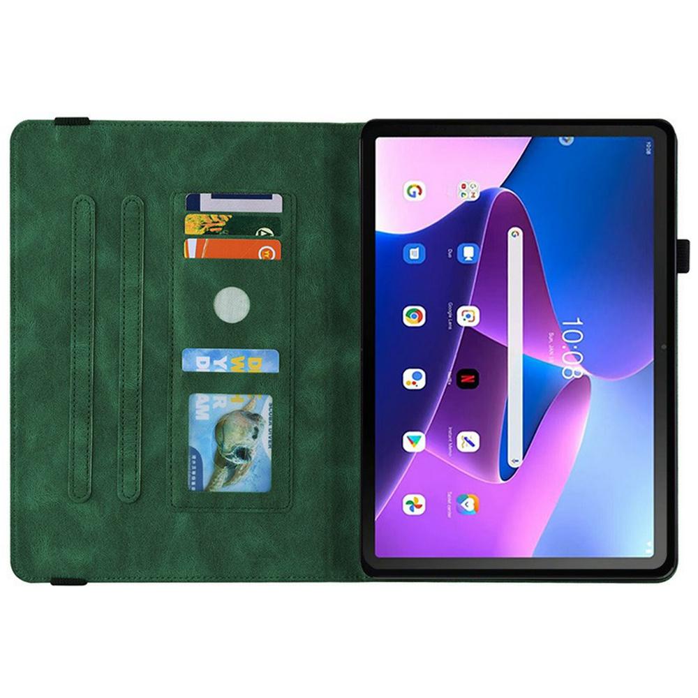 

For Lenovo Tab TB311FU Case Butterfly Flower Imprint PU Leather Tablet Cover with Card Slots Brown