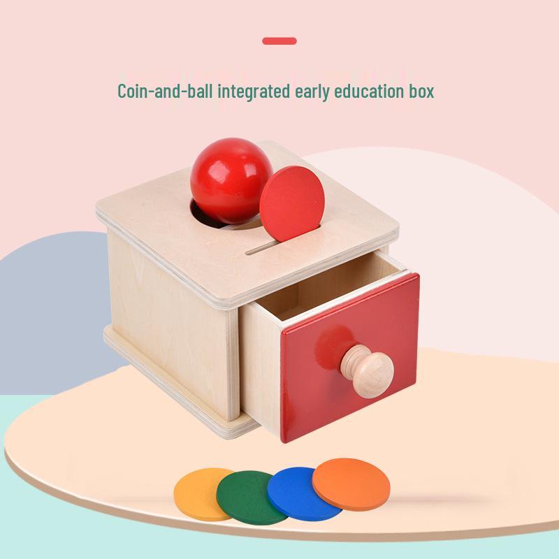 Montessori Early Education Coin-Operated Ball Drop Game for Children Ages 1-3 - Wooden Educational Toy