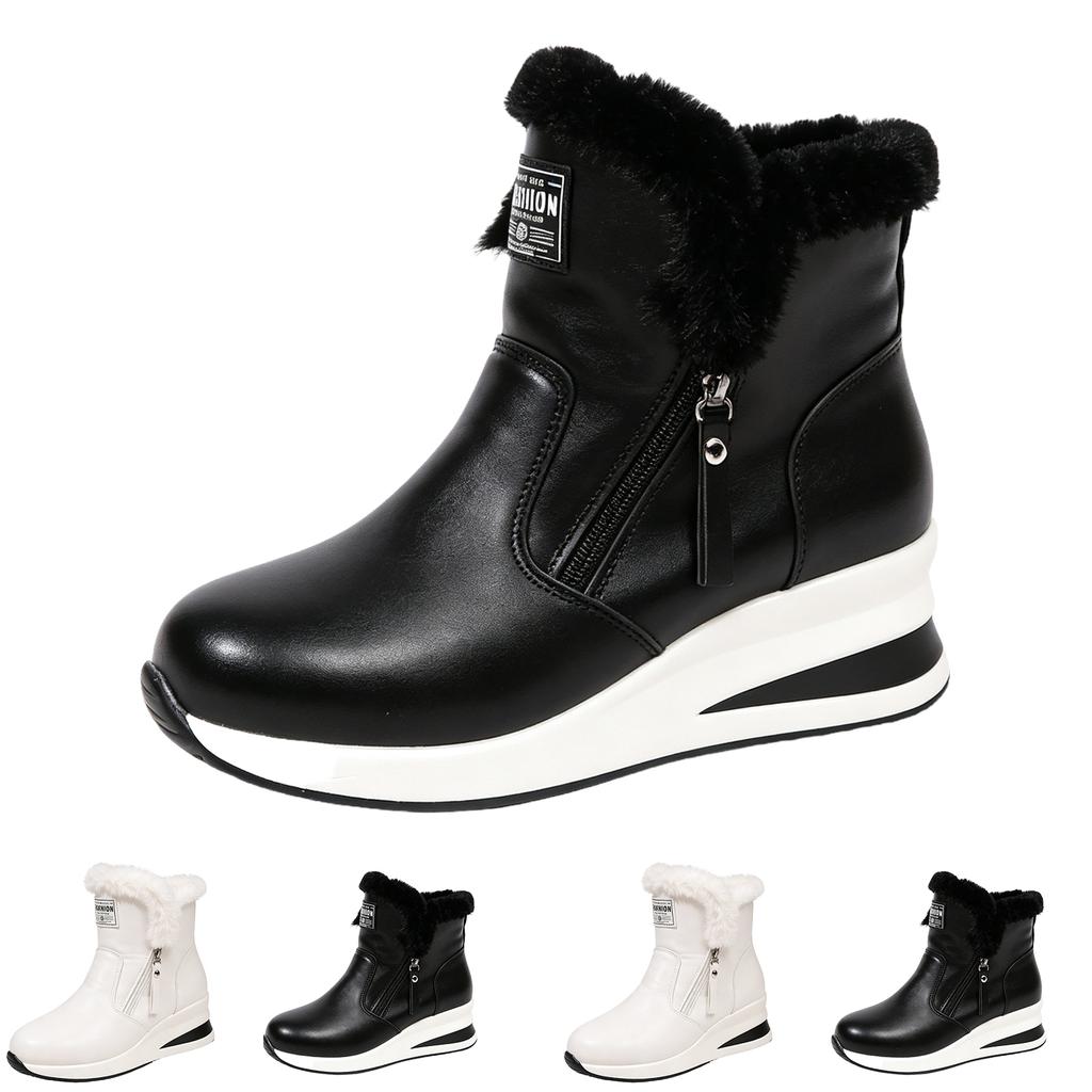 Women's Casual Boots with Side Zipper, Thick Lined Warm Boots
