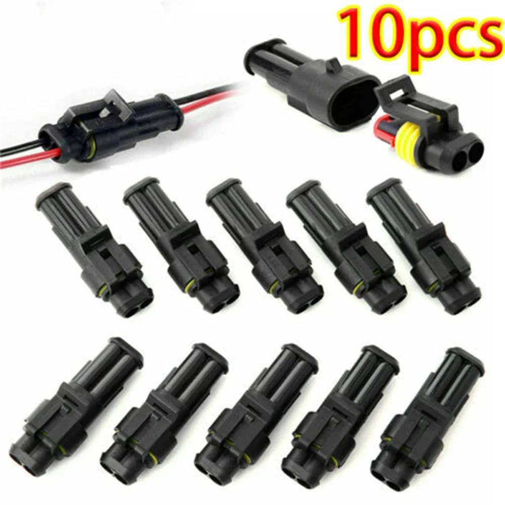 10 комплектов 12 В 2-контактный разъем-вилка для кабеля, водонепроницаемый, герметичный, для электромобиля