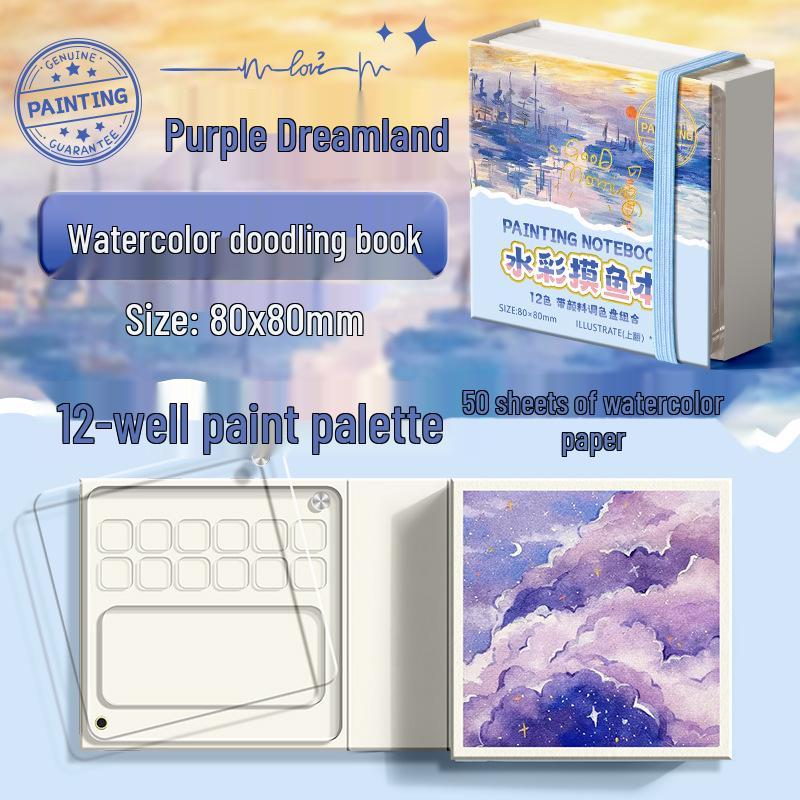 Moyu Watercolor & Acrylic Travel Sketching Set: Portable Palette, Drawing Board, and Book for Painting and Sketching.