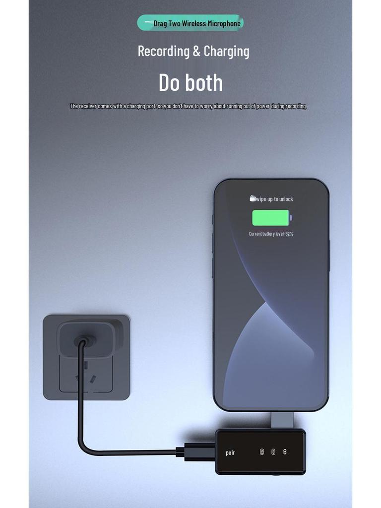 Cross-border Wireless Clip-on Microphone: Ultra-long Battery, Dual Connection, Charging Case for Mobile Recording