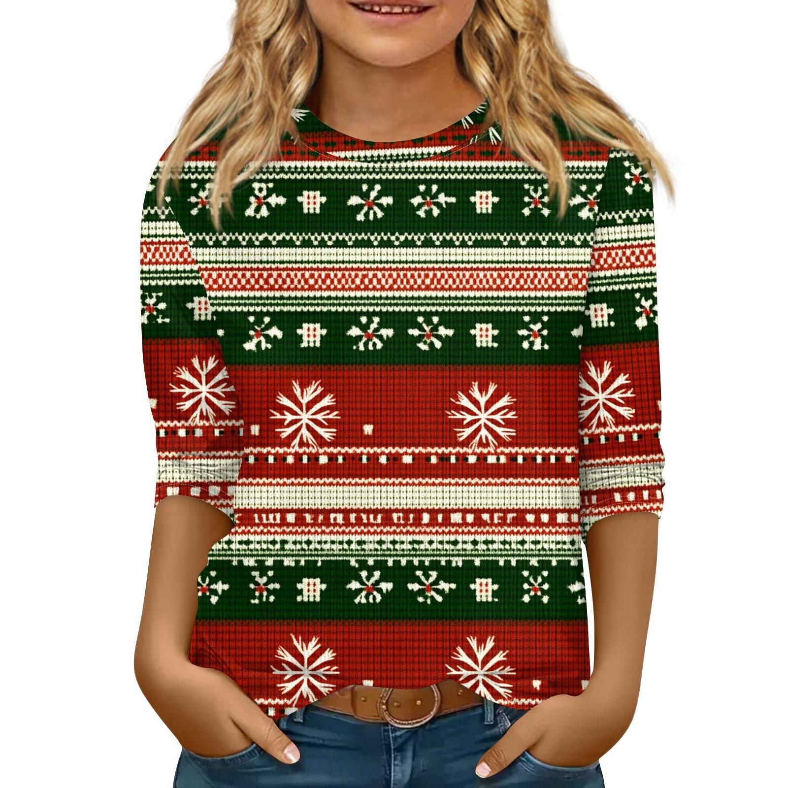 

Детская футболка с рукавом 3/4, повседневная футболка с принтом, круглый вырез, блузка-пуловер 140