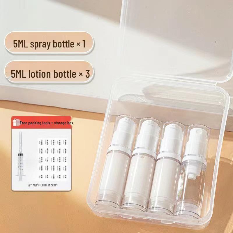 

Travel Skincare Bottle Set: Vacuum Fill for Cosmetics, Foundation, Makeup Remover, Lotion, and Spray