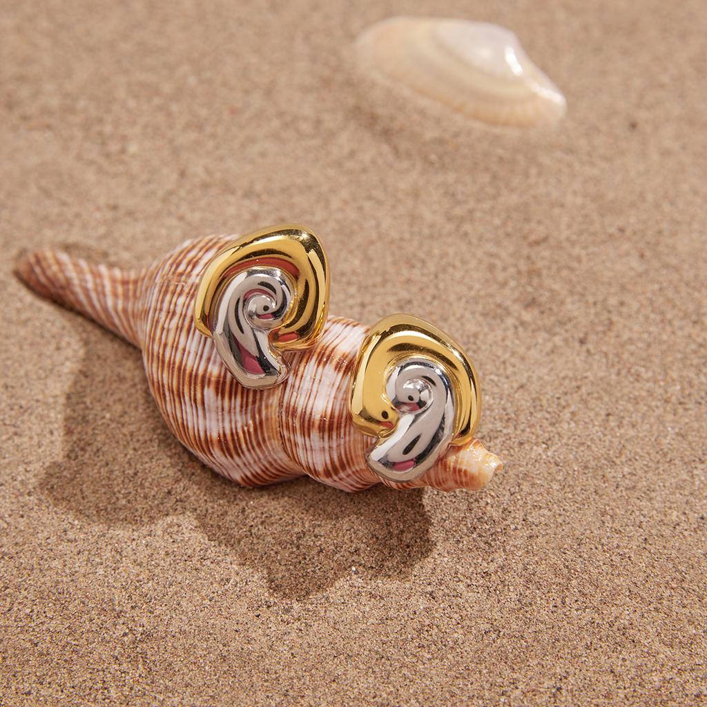 Youthway Mixed Color Spiral Stud Earrings For Women Minimalist 18K Gold PVD Plated Stainless Steel Earrings Fashion Jewelry Gift