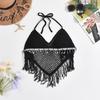 Lace-up Neck Small Vest, Sling Women's Summer Short Style with Chest Pad Inside, Backless Hollow Tube Top Embroidered Vest