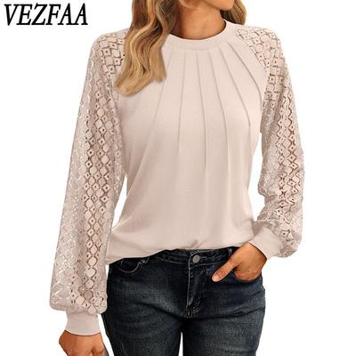 Women's Fashion Casual Spring Autumn Solid Color Print Long Sleeve O-Neck Blouses & Shirts