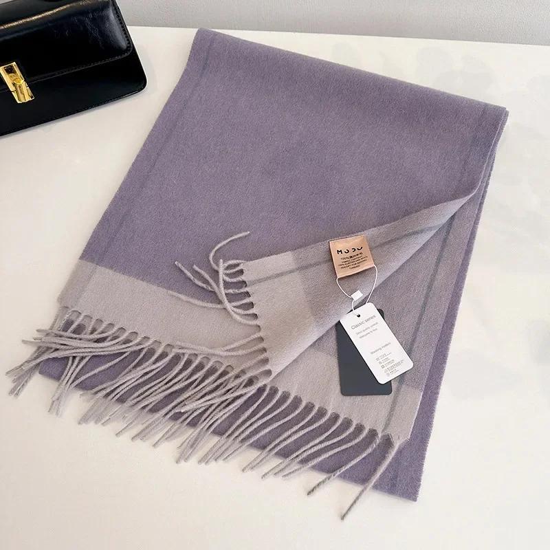 High Quality Soft Warm Thick Scarf Women Men 100% Wool Double-sided Tassel Muffler Male Female Thermal Classic Shawl Ladies