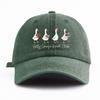 1pc SILLY GOOSE Print Washed Baseball Cap for Adults,Minimalist Retro Style Casual Soft Adjustable Dad Hat,Perfect As Gift